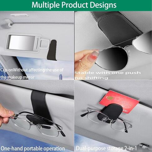 Sunglasses Holder for Car, Leather Eyeglass Clip, Magnetic Ticket Card Clip, Universal Car Sun Visor Storage Multi-Functional Interior Accessory for SUV Pickup Trucks in Saudi Arabia