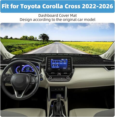 Dash Cover Mat Compatible with Toyota Corolla Cross 2022-2026 Non-Slip Dashboard Cover Mat Sunshade UV Rays Protector Interior Accessories in Kuwait