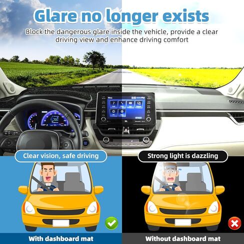Dash Cover Mat Compatible with Toyota Corolla Cross 2022-2026 Non-Slip Dashboard Cover Mat Sunshade UV Rays Protector Interior Accessories in Kuwait
