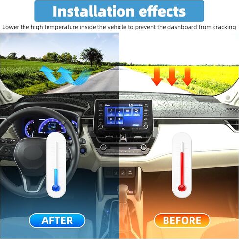 Dash Cover Mat Compatible with Toyota Corolla Cross 2022-2026 Non-Slip Dashboard Cover Mat Sunshade UV Rays Protector Interior Accessories in Kuwait