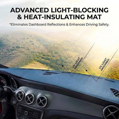 Dash Cover Mat for Buick Envision 2018 2019 2020, Custom Fit Dashboard Cover with Speaker & Vent Cutouts, Non-Slip Dash Pad, Sun Glare & Heat Reduction,A Black in Kuwait