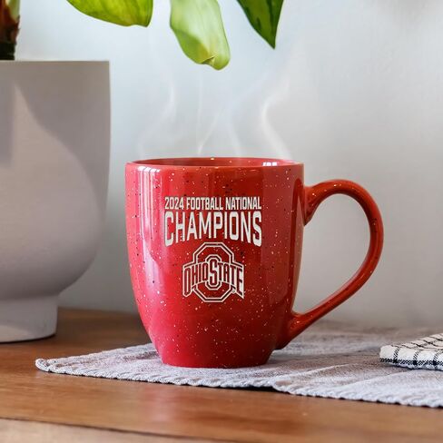 ريكو إندستريز NCAA ولاية أوهايو بوكس ​​2025 أبطال الكلية الوطنية لكرة القدم 16 أونصة فريق اللون محفور بالليزر مرقط قدح قهوة من السيراميك in Saudi Arabia