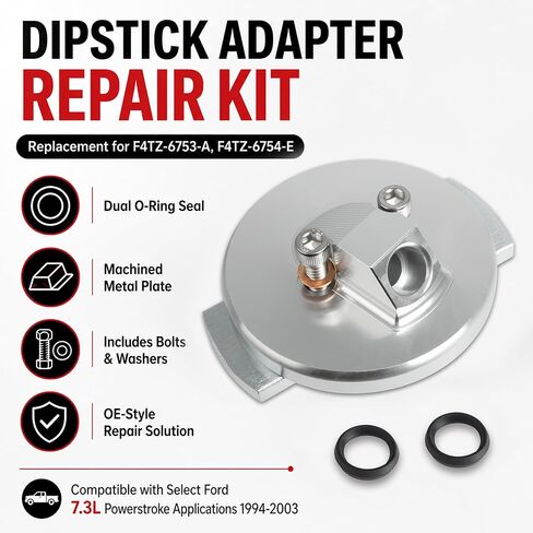 Engine Oil Dipstick Adapter Repair Kit Compatible with Select Ford F-250 F-350 F-450 F-550 E-350 Excursion 1994-2003 7.3L, Replaces F4TZ-6753-A in Saudi Arabia