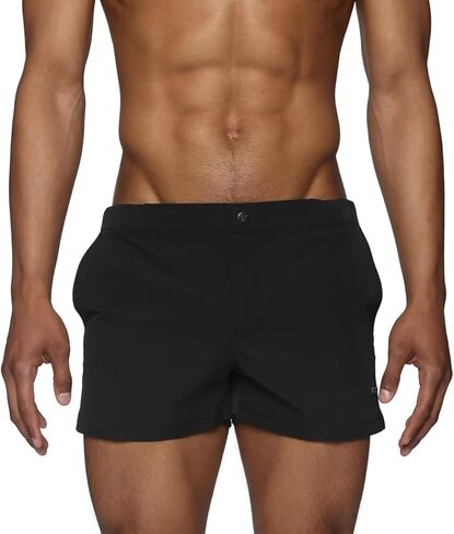 parke & ronen Men’s Swim Trunks, Retro-Inspired 2" Solid Stretch Inseam Slim Fit Swim Shorts with Mesh Lining in Saudi Arabia