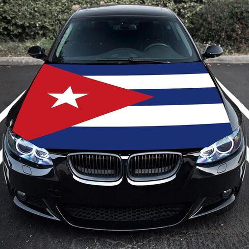 Cuba Flag Car Hood Cover 3.5X5Ft Cuban National Flag Car Bonnet Banner Elastic Fabrics Windproof Vehicles Decorate Engine Flag Sign in Saudi Arabia