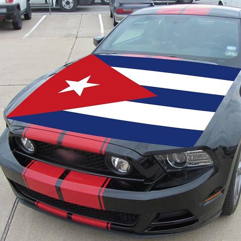 Cuba Flag Car Hood Cover 3.5X5Ft Cuban National Flag Car Bonnet Banner Elastic Fabrics Windproof Vehicles Decorate Engine Flag Sign in Saudi Arabia