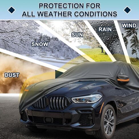 غطاء سيارة مقاوم للماء مناسب تمامًا لسيارة BMW X5 لجميع الأحوال الجوية للسيارات في الهواء الطلق والثلج والشمس والغبار وحماية من الأشعة فوق البنفسجية، غطاء خارجي كامل مع سحاب للباب in Kuwait