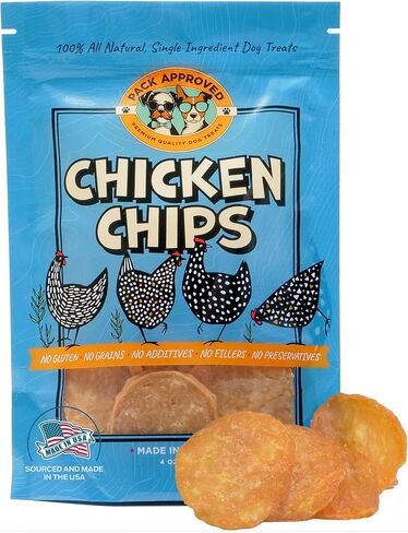Chicken Chips for Dogs - Crunchy Chicken Dog Treats for Training - Single Ingredient Dog Treat - Dried Chicken Treats for Dogs - 100% Chicken Breast Dog Treats, All-Natural - 4oz in Saudi Arabia