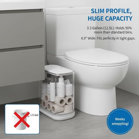 Automatic Motion Sensor Bathroom Trash Can with Lid, 3 Gallon Smart Garbage Can, Touchless Trash Can Slim Small Trash Bin Waterproof Wastebasket for Toilet Bedroom Office Kitchen Living Room RV in Saudi Arabia