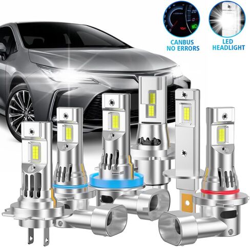 مناسب لمصابيح الإضاءة Hyundai Elantra 2014 2015 2016 (مع جهاز عرض) 2017 2018، مجموعة شعاع منخفض عالية الشعاع، تصميم قابس مباشر مع مروحة تبريد، 6000 كلفن أبيض، عبوة من 4 قطع in Kuwait