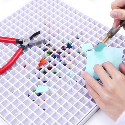 12''x12'' Stained Glass Cutting Mat with Tray, Suitable for Cutting Glass and Cutting Mats for Crafts, Auxiliary tool for collecting glass shards with Removable Double-layer Design, 1 Pack in Saudi Arabia