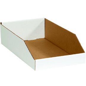 SNBINEB1810 Open Top Bin Boxes, 4.5" Height x 18" Length x 10" Width, White (Pack of 25)