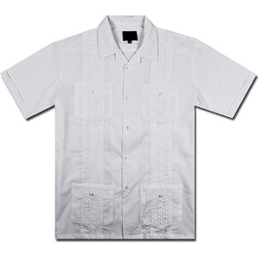 Maximos by R & B New Guayabera Kids Boys Cuban Latino Style Wedding Button Down Dress Shirt (16, White)