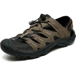 Men's Outdoor Hiking Sandals, High-Performance Sport Closed Toe Adventurous Sandals Anti-Slip Athletic Trail Walking Sandals for Travel Water Beach Boat Fishing Adventure Mountaineering