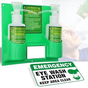 17oz*2 Portable Eye Wash Station OSHA-Approved,BPA Free, with Emergency Sign and Mirror, Emergency Eye Wash Units Wall-Mounted,First aid Eye wash kit, No Eye Wash Solution