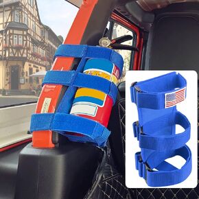 Black Fire Extinguisher Holder Roll Bar Adjustable Strap Brackets Fits for Jeep Wrangler Unlimited CJ YJ TJ LJ JK JKU JL JLU with USA Flag Pattern