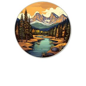 Sunrise in The Mountains Forest Art Vinyl Sticker Decal Outdoorsman Camping Hiking Lover Nature Adventure Stickers For Laptop, Fridge, Doors, Windows Car Bumpers 8 inch (Design 7)
