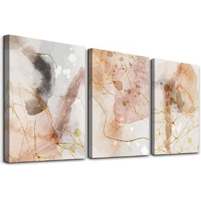 MHARTK66 Canvas Wall Art For Living Room Office Wall decor Abstract Geometry Mountain Wall Artworks Pictures for Bedroom 3 Panels bathroom Wall Paintings posters Home Decoration 12x16 inch 3 piece