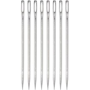HARFINGTON 8PCS 4 Inch Upholstery Needle Large Eye Extra Long Stitching Needles Straight Hand Needles Easy to Thread for Home Hand Leather Tapestry Embroidery Tufting Webbing Carpet