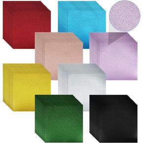 80 Sheets Glitter Cardstock Paper 12 x 12 Colored Cardstock Paper Double-Sided Glitter Paper Glitter Card Stock 250 GSM Heavyweight Sparkly Cardstock for Cricut Craft DIY Card Making, 8 Colors
