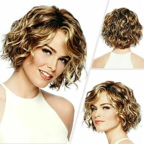 Short Wavy Curly Women Wigs Blonde Bob Synthetic Cosplay Daily Party Use Wig for Girls Fashion Costume