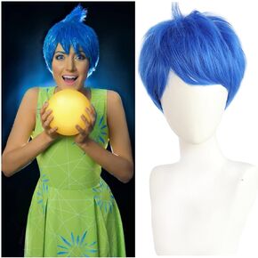 Blue Wig Short Layered Blue Wig Girls Blue Anime Wig Women Heat Resistant Synthetic Cosplay Costume Party Wig (Blue)