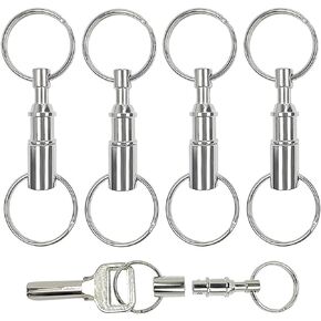 4 Pcs Quick Release Keychain-Detachable Pull Apart Keychain(Silver) Detachable Pull Apart Key Rings Keychains