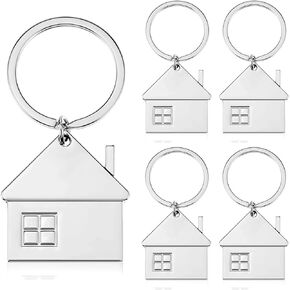 Taiyin House Key Chain House Shaped Pendant Keychains Home Keychain Set Cute House with Window Key Charm Metal Keyring Gift
