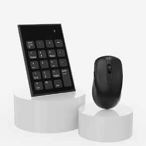 Wireless Number Pad and Mouse Combo - 2.4G 19 Key USB Keyboard Number Pad, 3 Adjustable DPI Mouse, Wireless Mouse and Numeric keypad for Laptop, Notebook, Desktop, PC Computer-Use One USB Receiver in Kuwait