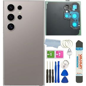 Galaxy S24 Ultra Back Glass Cover Housing Door Replacement for Samsung Galaxy S24 Ultra 5G Back Glass Cover with Pre-Install Tapes (Titanium Gray)