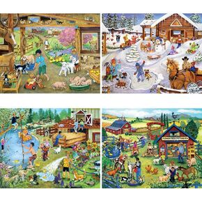 Bits and Pieces – 4-in-1 Multi-Pack 1000 Piece Jigsaw Puzzles for Adults – Scenic Beauty by Artist Alan Giana, Completed Puzzle Size: 20" x 27"