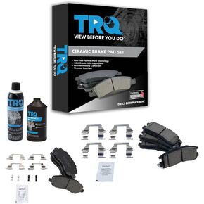 TRQ Front & Rear Ceramic Brake Pad Kit w/Chemicals Compatible with Eclipse Lancer Galant