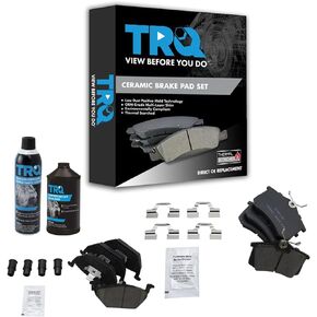 TRQ Ceramic Disc Brake Pad Front & Rear Kit w/Chemicals Compatible with VW Beetle Jetta Golf