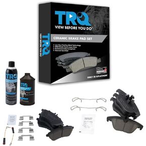 TRQ Front & Rear Premium Posi Ceramic Brake Pad Kit w/Chemicals Compatible with 2012-2015 Mercedes-Benz C250 2008-2012 C300