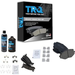 TRQ Front & Rear Ceramic Brake Pad Kit w/Chemicals Compatible with 94-05 Mazda Miata