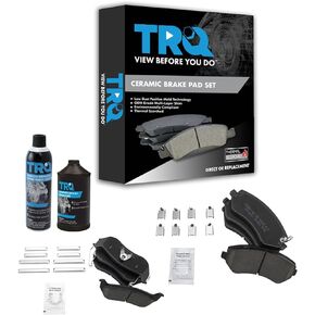 TRQ Ceramic Disc Brake Pad Kit Front & Rear Kit w/Chemicals Compatible with 2003-2007 Jeep Liberty