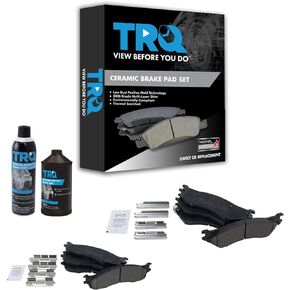TRQ Front & Rear Ceramic Brake Pad Kit w/Fluids Compatible with Dodge Ram 2500 3500