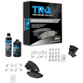 TRQ Front & Rear Ceramic Brake Pad Kit w/Fluids Compatible with Acura RSX Honda Civic SI