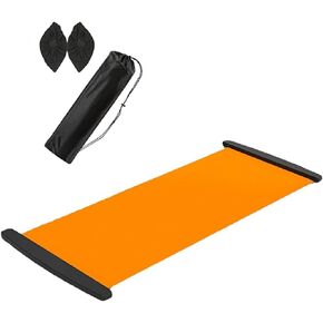 FAMKIT Slide Board Mat with End Stops Sliding Booties Carry Bag for Low Impact Balance Training