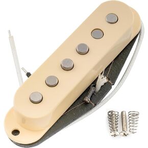 Artec SSA-12 Vintage Style Staggered Alnico 5 Single Coil Bridge Pickup 6.5K for Strat Style Electric Guitar, Cream