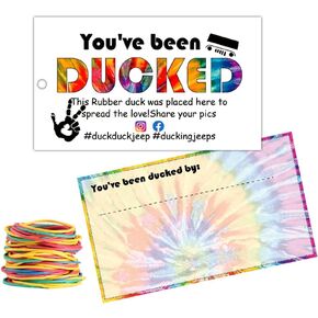You've Been Ducked, Duck Tags, Duck Ducking Game Card, 50 Cards, 50 Rubber Bands, 3.5 x 2'' Business Card Size