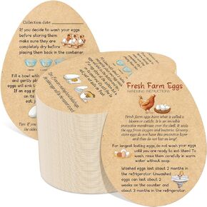 Kisston 200 Pcs Fresh Farm Eggs Handling Instructions Cards 3.5 x 2.6 Inch Reusable Egg Carton Stamp Bulk for sale sign Carton Basket Farm Business Accessories Style