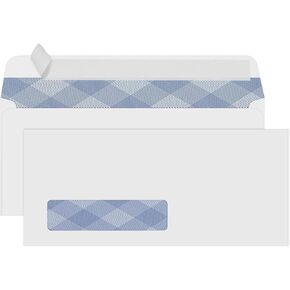 750#10 Single Window Envelopes, PANDRI Self Seal Security Envelopes, Security Tint Pattern for QuickBooks Invoices, Business Statements and Computer Printed Checks, Size 4-1/8 x 9-1/2 Inch - 24 LB