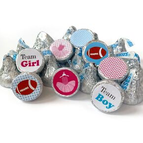 Tutu and Football Gender Reveal Labels for HERSHEY’S KISSES Chocolates by Adore By Nat - Candy Stickers - Set of 240
