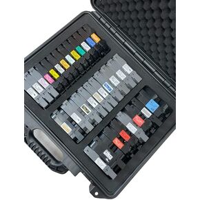 Protective Custom Label Tape Carrying Case for TZe P-Touch Tapes - Holds up to 39 Tapes.