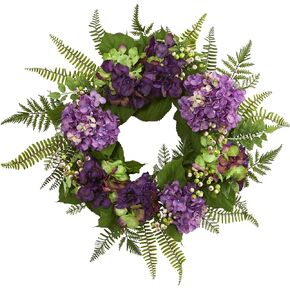 Nearly Natural 24in. Artificial Hydrangea Berry Wreath