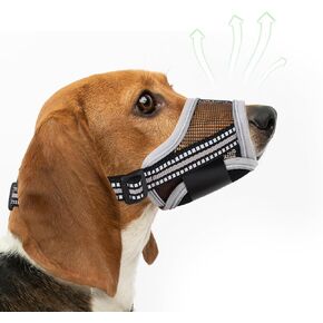 كمامة للكلاب، كمامة شبكية ناعمة قابلة للتنفس، كمامة شبكية هوائية للكلاب مع حزام عاكس وقابل للتعديل من أجل العض والمضغ، تسمح بالشرب، كمامة للكلاب الصغيرة (S، أسود) in Kuwait