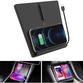 TAPTES Wireless Charger for Tesla Model 3 2017 2018 2019 2020 Accessories,Wireless Phone Charging Pad Car Interior Center Console Accessories for Any Enable Phone(Pre-June 2020)