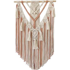 Boho Macrame Wall Hanging & Wall Decor,New Bohemian Style Macrame Wall Art With Minimalist Design For Decorating Your Bedroom Living Room Apartment Dorm & Nursery: Blush & Beige Woven Macrame (Blush)