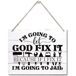 Funny "I'm The Mechanic I Can't Fix Stupid" Wood Sign, Hanging Printed Wall Plaque Wood Signs, Farmhouse Decor, Home Decor, Dad Gift Workshop Garage Decor, Father's Day Gift for Grandpa 10 X 7.8 inch